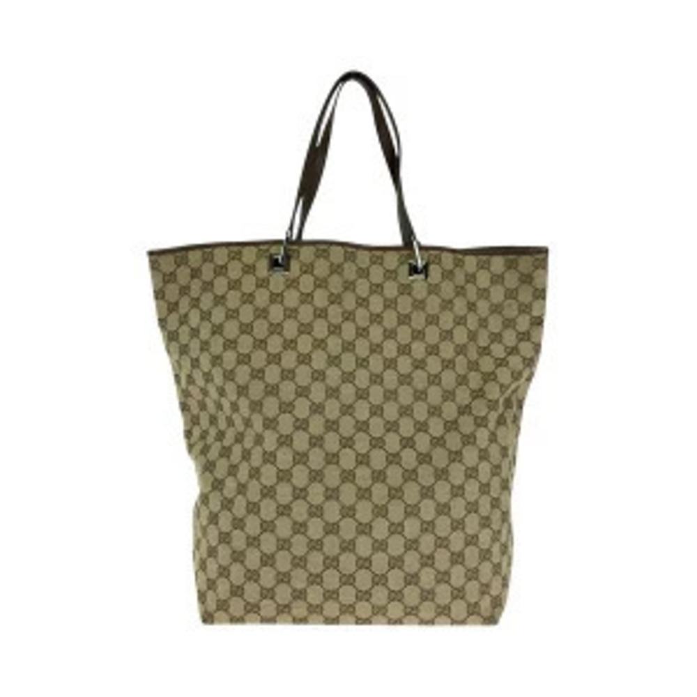 Gucci tote leather GG brown shoulder canvas bag beige Brown Tan
